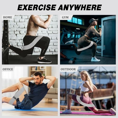 12 Pcs Fabric Resistance Bands for Working Out Non-Slip Booty Exercise Loop Bands for Women Men Glutes Hip Thigh Butt Yoga Pilates Fitness Gym, Light Medium Heavy - color: Gray, style: Medium Resistance