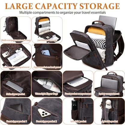 BOVIP Travel Backpack for Men Carry On Backpack Flight Approved Personal Item Backpack, 17 inch Laptop Backpack Casual Daypack Weekender Business Hiking Backpack, Black Gray - color: Black Gray, size: 17 inch