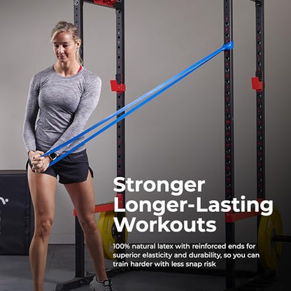 Sunny Health & Fitness Versatile Resistance Bands (Single or Combo Set) for Strength Training, Power Cage, Squat Rack, Home Gym, Body Stretching, Physical Therapy – 100, 140, 160, 180 & 10-75 LB Combo - style: 15-95 LB Combo