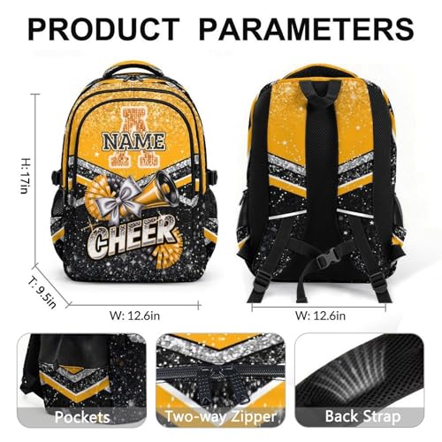 Girls Backpack Personalized Cheers Backpack for School, 17 Inch Kids Back to School Gift Glitter Initial Daypack for Team Camp Picnic Travel Gym - color: Orange