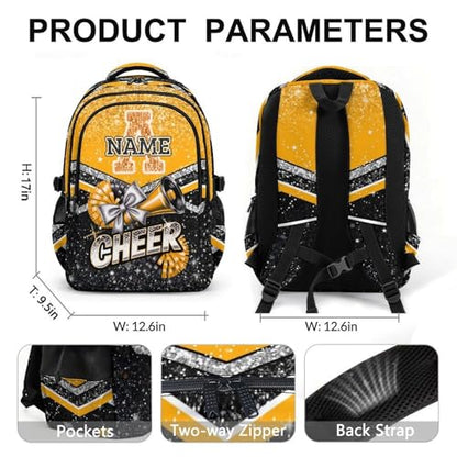Girls Backpack Personalized Cheers Backpack for School, 17 Inch Kids Back to School Gift Glitter Initial Daypack for Team Camp Picnic Travel Gym - color: Orange