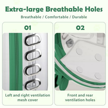 Cat Carrier Backpack with Silent Wheels, Clear Cat Stroller with Ventilation Holes, Telescopic Handle, Convenient Portable Cats Dogs Backpack for Travel (Green-B) - color: Green-B