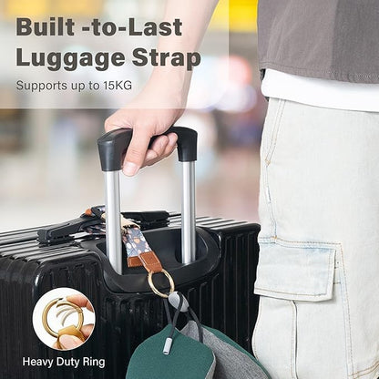 Add-a-Bag Luggage Strap, Adjustable Travel Carry Strap with Ring Hooks & Buckle, Heavy-Duty Bag Holder & Jacket Gripper, Luggage Straps/Luggage Belt, Travel Clip for Carry-On Suitcase & Backpack - color: Cute Pear