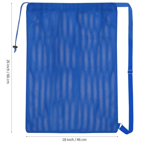 NATURAL STYLE Large Mesh Drawstring Backpack Bag, Gym Sports String Bag, Outdoor Workout Beach Swim Bag (Blue) - color: Blue