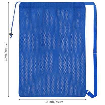NATURAL STYLE Large Mesh Drawstring Backpack Bag, Gym Sports String Bag, Outdoor Workout Beach Swim Bag (Blue) - color: Blue