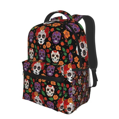 Work Laptop Backpack Day Of Dead Halloween Sugar Skulls Roses, Water Resistant Commuter Bag with Inner Pocket for Office, Business Travel and Daily Commute - color: Pattern (7)