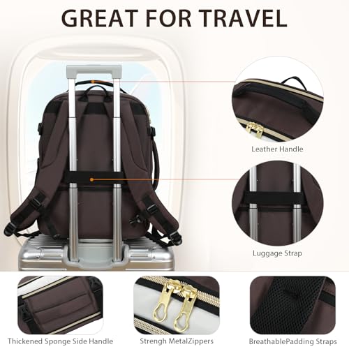 KROSER Laptop Backpack Large Computer Backpack Fits up to 17 Inch Laptop Water-Repellent 40L Travel Backpack Casual Daypack for Business/College/Women/Men-Beige/Coffee/Black - color: Beige/Coffee/Black