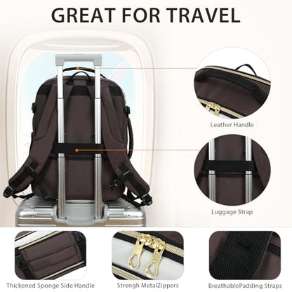 KROSER Laptop Backpack Large Computer Backpack Fits up to 17 Inch Laptop Water-Repellent 40L Travel Backpack Casual Daypack for Business/College/Women/Men-Beige/Coffee/Black - color: Beige/Coffee/Black