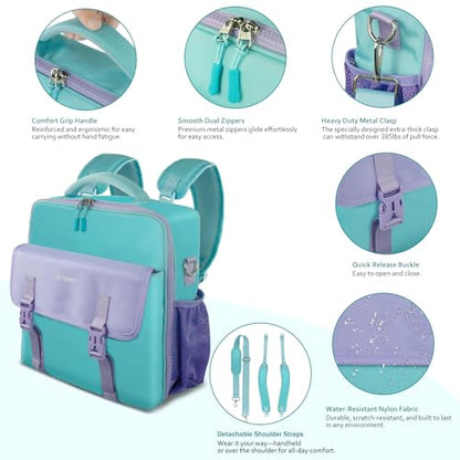 Zipper Binder 700-Sheet 3-inch D Ring with Multiple Pockets Folder,Up 14" Laptop Detachable Backpack Straps & Shoulder Use for School and Office (Blue) - color: Blue and Purple