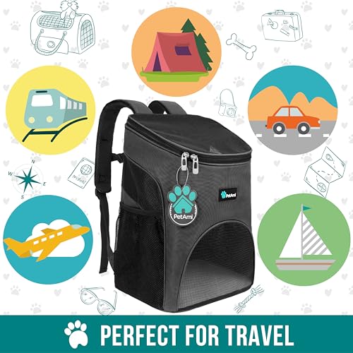 PetAmi Cat Backpack Carrier, Airline Approved Pet Carrier Backpack for Small Dogs and Large Cats, Soft Sided Collapsible Ventilated with Sherpa Bed for Hiking Travel, Max 18 lbs, Gray - color: Gray