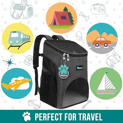 PetAmi Cat Backpack Carrier, Airline Approved Pet Carrier Backpack for Small Dogs and Large Cats, Soft Sided Collapsible Ventilated with Sherpa Bed for Hiking Travel, Max 18 lbs, Gray - color: Gray