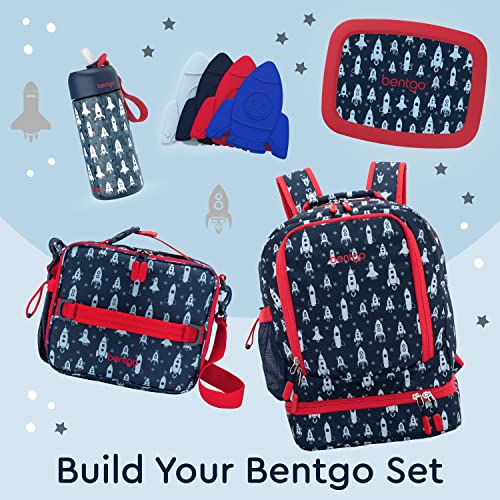 Bentgo Kids 2-in-1 Backpack & Insulated Lunch Bag - Durable 16” Backpack & Lunch Container in Unique Prints for School & Travel - Water Resistant, Padded & Large Compartments (Rocket) - color: Rocket
