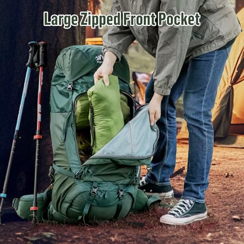 Night Cat Internal-frame Hiking Backpack: 100L Large Camping Backpack for Men Women Traveling Waterproof Rain Cover Green
