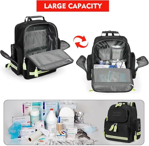 Gatycallaty First Aid Backpack Emergency Medical Backpacks Empty Waterproof Survival Bags Trauma Bag for Nurses Home Car (Black, Pack of 2) - color: Black, Pack of 2