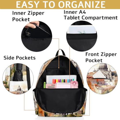 QsirBC Small Travel Backpack City Fun Style Casual Daypack Backpacks Lightweight Waterproof College Bookbags for Women Gift