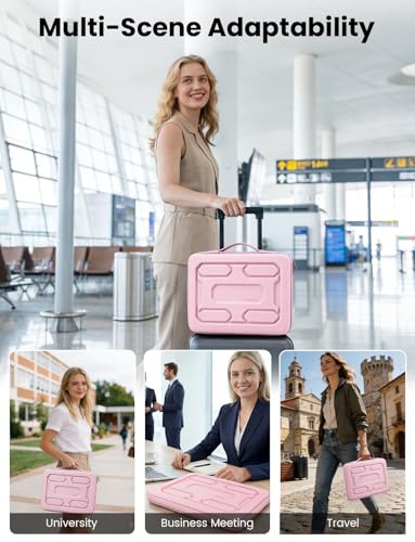 DOMISO Laptop Hard Case 15-16 inch Waterproof Shockproof Hard Shell Laptop Sleeve with Handle & Storage Pocket, Compatible with MacBook, HP, Dell,Pink - color: Pink, size: 15.6 inch