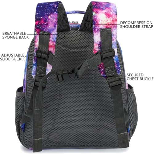 FlowFly Kids Backpack for Toddler Boys Girls, Simple Lightweight Bookbag for Daycare Kindergarten Elementary School Travel, Small Modern Bag (Medium 15''), Galaxy - color: Galaxy, style: Kids Medium: 12l