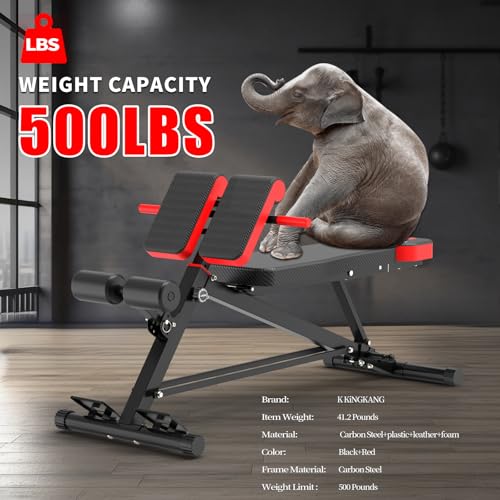 K KiNGKANG Adjustable Weight Bench,Multi-Functional Roman Chair for Full All-in-One Body Workout Hyper Back Extension and Sit up - color: Black