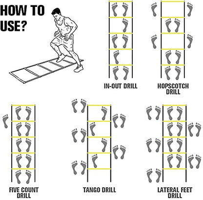 Agility Ladder for Speed Training - Fixed Football Sports Speed Ladder for Home Gym, Athletic Footwork Drills & Fitness Equipment for Athletes