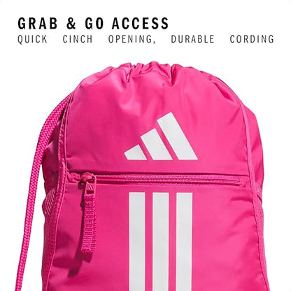 adidas Alliance Sackpack – Drawstring Backpack for Sports, Small Gym Bag, Team Shock Pink 2/White/3, OSFA - color: Team Shock Pink 2/White/3