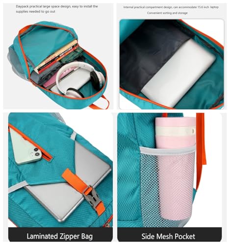 levayhill 25L Foldable Hiking Backpack,Small Packable Daypack Lake Blue | Lightweight Collapsible Bag,Water Repellent Travel Basic-Daypack,Men Women Camping Cycling Rucksack Outdoor Back Pack - color: Lake Blue