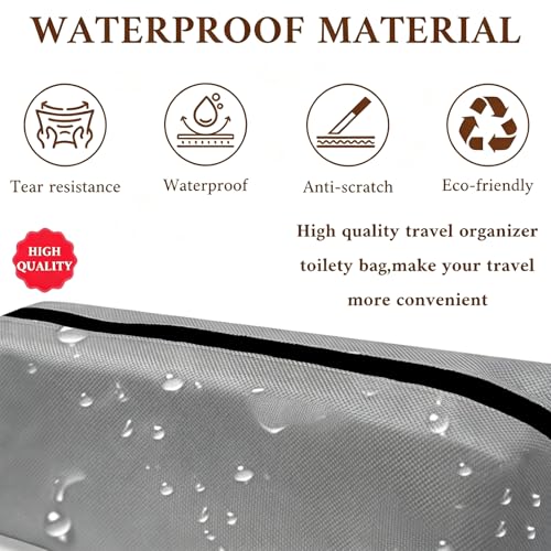 Small Lengthen Toiletry Bag for Men, Travel Bag Waterproof and Foldable for Storage Mini Toiletry Bag Equipped With Carabiner for Easy Portability (Gray)