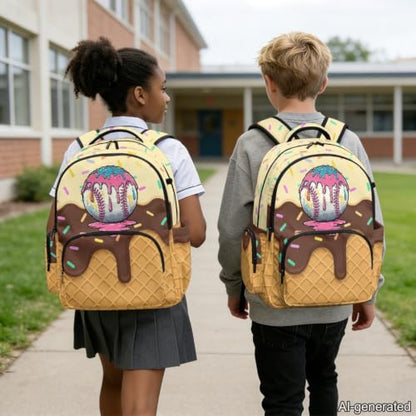 Suobstales Baseball Ice Cream Star Print Kids Backpack for Boys Girls Preschool Kindergarten Elementary School Backpack Bookbag Schoolbag Travel Daypack with Adjustable Padded Straps - color: Baseball Ice Cream Star