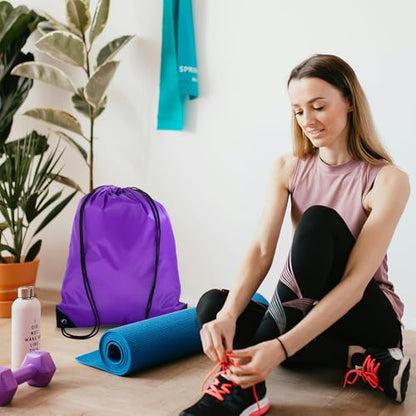 Drawstring Backpacks,10 Pack — Lightweight Drawstring Bags, Gym Sack for Sports, Daily Use & Travel (10, Purple) - color: Purple