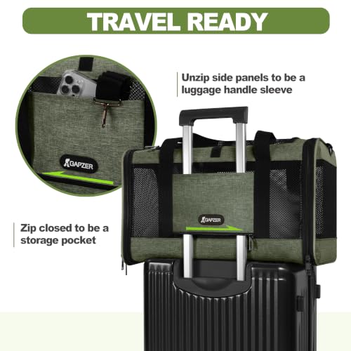 GAPZER Medium Cat Carrier Bag Lightweight, Soft-Sided Small Pet Carry Crate - color: Olive
