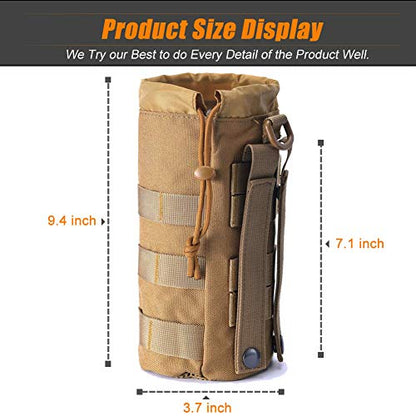 Upgraded Tactical Drawstring Molle Water Bottle Holder Tactical Pouches - color: TAN-2-4