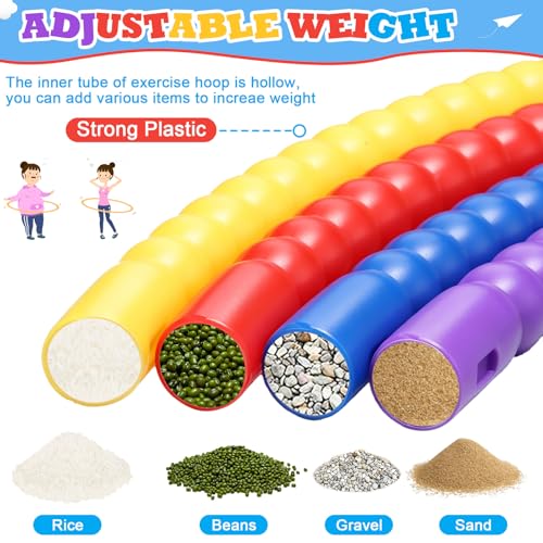 Vinsot Toy Hoop Detachable Plastic Hoops Exercise Equipment Toy Adjustable Rings for Sports Party Game Dance Pet Training - color: Rainbow Bright Mix