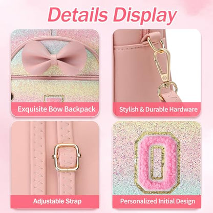 Birthday Gift for 2 3 4 5 6 7 8 9 10 Year old Girls Personalized Initial Mini Backpack Purse for Toddler Kids-Shine-O - color: Shine, style: O