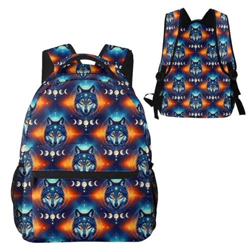 Laptop Backpack Galaxy Wolf Night Sky Space Moon, Water Resistant Office Commuter Daypack with Inner Pocket for Business and Travel - color: Pattern (230)