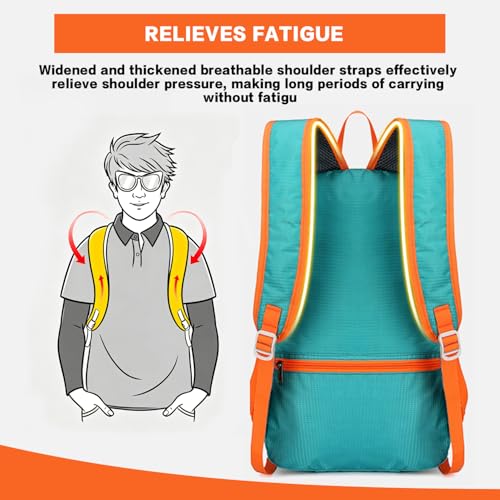 20L Hiking Daypack Packable, Lightweight Water Resistant Camping Backpack, Foldable Travel Backpack for Men Women Outdoor Gear - color: Lvse-xiao