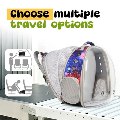 Back Extension Cat Travel Carrier Backpack (Galaxy Blue, Clear Window) - color: Galaxy Blue