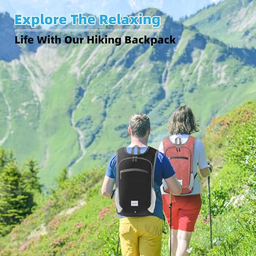 Xgunion Hiking Backpack 10L Small Travel Lightweight Daypack Foldable Hiking Packable Camping Hiking Backpacks for Women Men (Red) - color: Red