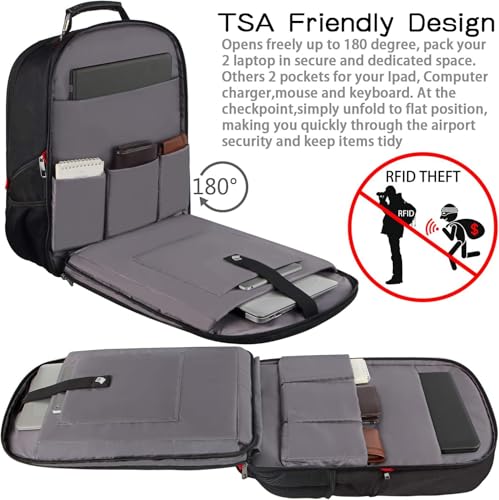 Travel Laptop Backpack,Extra Large 18.4 inch Gaming Laptop Backpacks,Big Capacity TSA Friendly RFID Anti Theft Pocket College unisex Heavy Duty Computer bag - color: Red