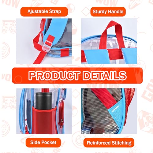 SHPMXUPW 3PCS Clear Backpack for School - Gamer Kids Clear Backpacks for Boys and Girls, Heavy Duty Transparent Bookbag with Lunch Bag and Pencil Case - See Through PVC Transparent Bookbag - color: Blue-Game over