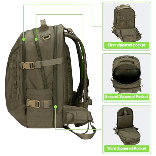 EXCELLENT ELITE SPANKER 40L Tactical Military Backpack for Men and Women Large Rucksack Assault Pack Bag for Outdoor Camping, Hiking(Ranger Green) - color: Ranger Green