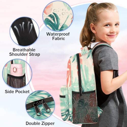 Tropical Plant Leaf Womens Travel Backpack | 15.6 Inch Laptop Backpack, Lightweight Casual Daypack, Water Resistant, Cute Work Backpacks, Large Capacity - color: Multicolor10