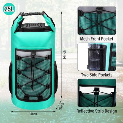 Pimoys Dry Bag, 25L Waterproof Backpack, Dry Bags Kayak for Women Men, Roll Top Outdoor Travel Bag for Boating, Kayaking, Fishing, Hiking, Rafting(Lake Blue) - color: Lake Blue