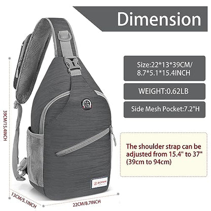 ZOMAKE Sling Bag,Small Crossbody Sling Backpack,Water Resistant Shoulder Daypack for Travel,Anti Thief Chest Bag for Hiking(Black(Stripe)) - color: Black(stripe)
