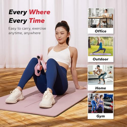 MERACH Thigh Trainer, Pelvic Floor Exercise Devices with Resistance Band, Inner Thigh Exerciser for Women, Home Fitness Equipment for Hip/Leg/Butt - color: Pink
