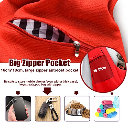 Tomkas Small Dog Cat Sling Carrier Puppy Purse Travel Wrap Soft Crossbody Pet Bag (Red, M - Zip Pocket & Adjust Strap) - color: Red