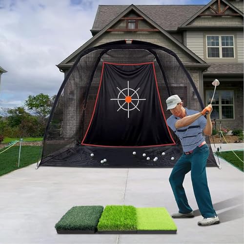 JAYA Golf Hitting Mat with Heavy Rubber Base, Foldable Golf Practice Mat for Indoor & Outdoor Training, Dual Turf Fairway & Rough Grass Mat for Swing, Chipping and Driving Practice - size: 30" x 15"