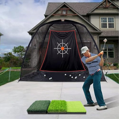 JAYA Golf Hitting Mat with Heavy Rubber Base, Foldable Golf Practice Mat for Indoor & Outdoor Training, Dual Turf Fairway & Rough Grass Mat for Swing, Chipping and Driving Practice - size: 30" x 15"