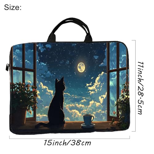 15-Inch Laptop Sleeve – Stylish, Lightweight, Shockproof, Water-Resistant Case for Lenovo, HP, Dell, Asus Notebooks - Cat Window - color: Cat Window
