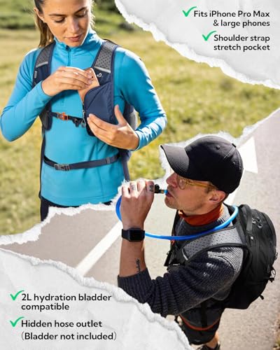 WATERFLY Small Lightweight Hiking Backpack: 20L Outdoor Daypack with Phone Pocket, Hydration Compatible, Breathable Backpanel, Multi-Compartment for Camping Trekking Travel Women Men - color: Blue