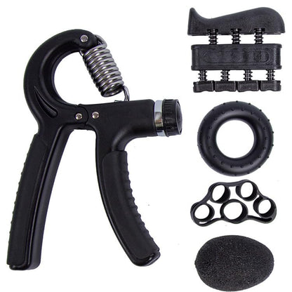 Adjustable Grip Trainer Set Hand Trainer Grip Ring Finger Trainer Combination Fitness Equipment - color: Black