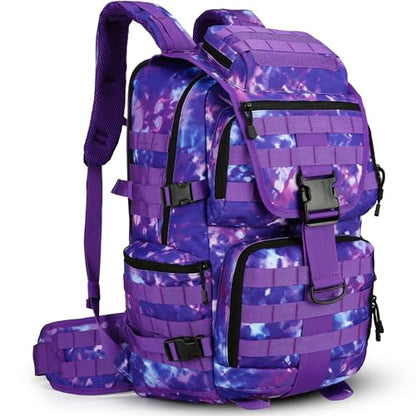 50L Military Tactical Backpack Hiking Waterproof Backpack Large Military Pack 3 Day Assault Pack Molle Bag Rucksack - color: Purplecamo